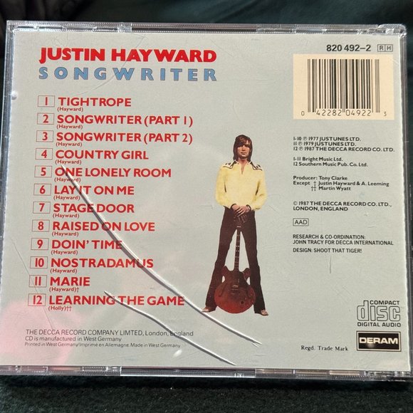 JUSTIN HEYWARD'S "SONGWRITER" COMPACT DISC * GREAT CONDITION * SLIGHTLY USED - Picture 4 of 5